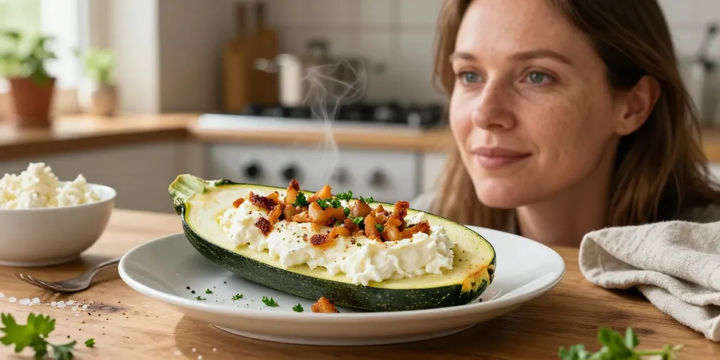 courgette farcie ricotta lardon