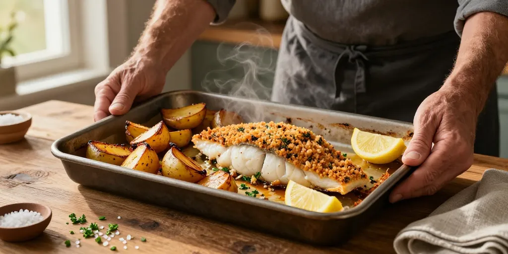filet de poisson au four avec pommes de terre